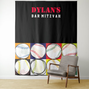 Baseball Themed Bar Mitzvah Foto Op Hintergrund Wandteppich