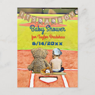 Baseball Themed Boy's Baby Shower Einladung Postkarte