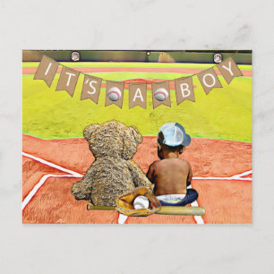 Baseball Themed Boy's Ethnic Baby Shower Postkarte