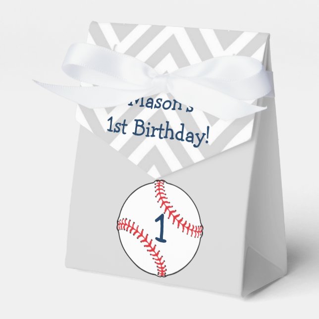 Baseball themed First Birthday Favor Box Geschenkschachtel (Vorderseite)