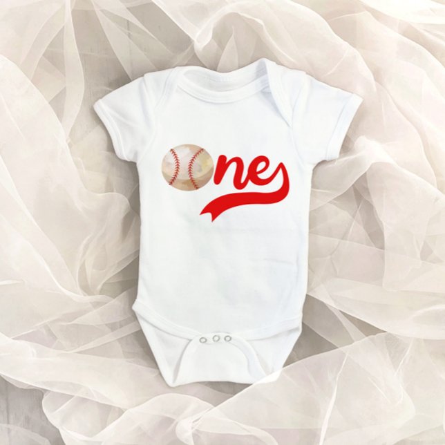 Baseball Themed ONE 1. Geburtstag Baby Bodysuit Strampler (Von Creator hochgeladen)