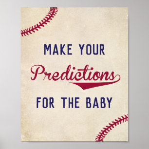 Baseball Themed Predictions for Baby Sign Poster