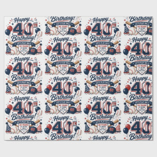 Baseball-Themen-40. Geburtstag Geschenkpapier