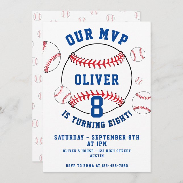 Baseball Themenkids Sport Geburtstag Einladung (Vorne/Hinten)