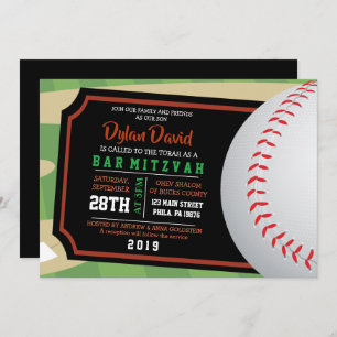 BASEBALL TICKET Bar Bat Mitzvah Einladung