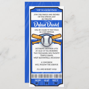 BASEBALL TICKET Bar Bat Mitzvah Einladung