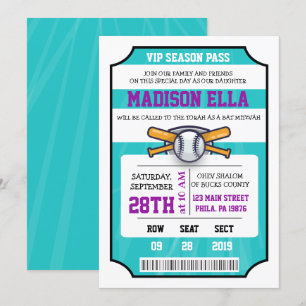 BASEBALL-TICKET Bar-Mizwa-Einladung Einladung
