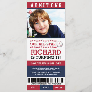 Baseball Ticket Geburtstag Einladungen