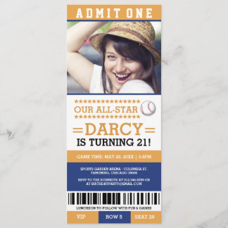 Baseball Ticket Geburtstag Einladungen