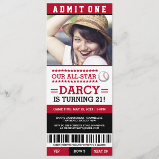 Baseball Ticket Geburtstag Einladungen
