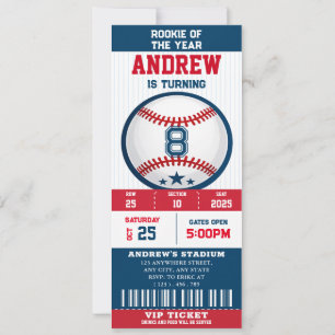 Baseball-Ticket Rookie des Jahres Geburtstag Einladung