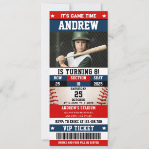 Baseball-Ticket Sport Geburtstag mit individuellem Einladung