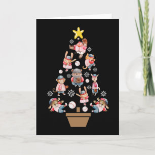 Baseball-Tiere Weihnachtsbaum Karte