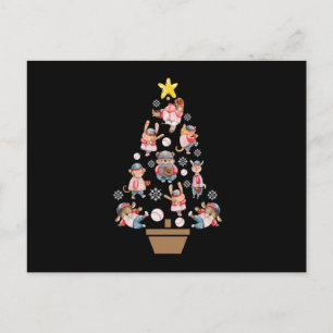 Baseball-Tiere Weihnachtsbaum Postkarte