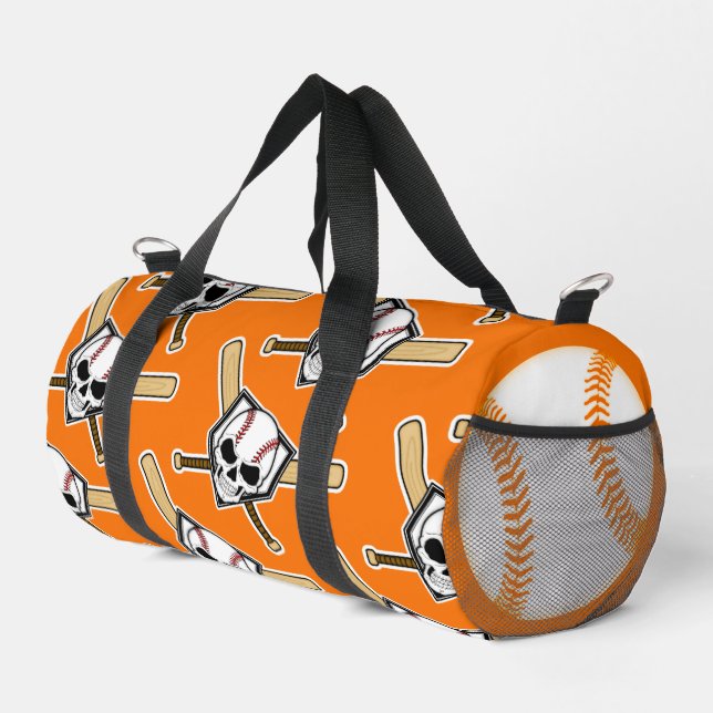 Baseball Til Death Orange Screwball Graphics Duffle Bag (Rechte Ecke)