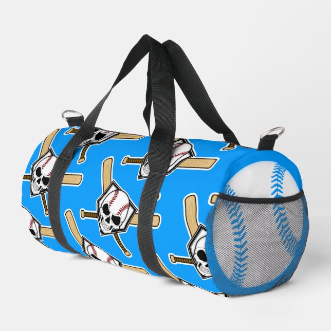 Baseball Til Death Pattern Blue Screwball Graphics Duffle Bag (Rechte Ecke)