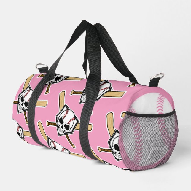Baseball Til Death Pink Screwball Graphics Duffle Bag (Rechte Ecke)