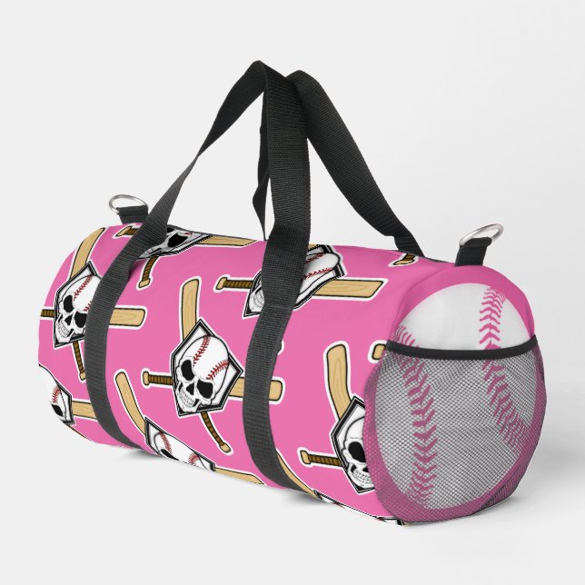 Baseball Til Death Pink Screwball Graphics Duffle Bag (Rechte Ecke)