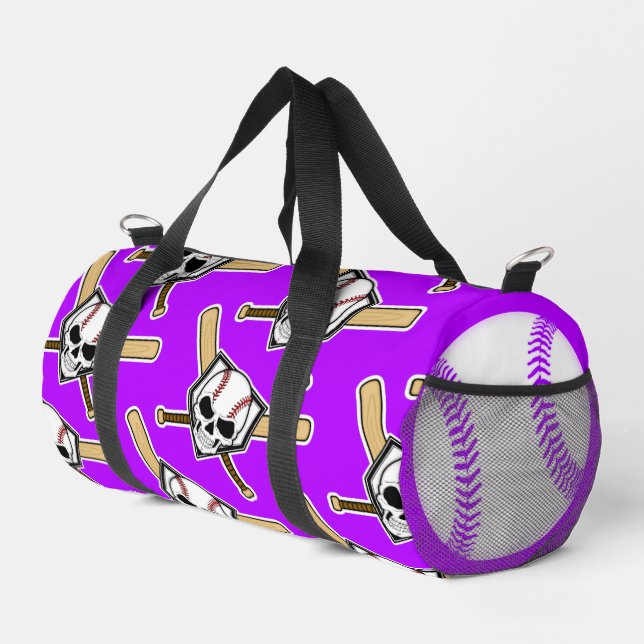 Baseball Til Death Purple Screwball Graphics Duffle Bag (Rechte Ecke)