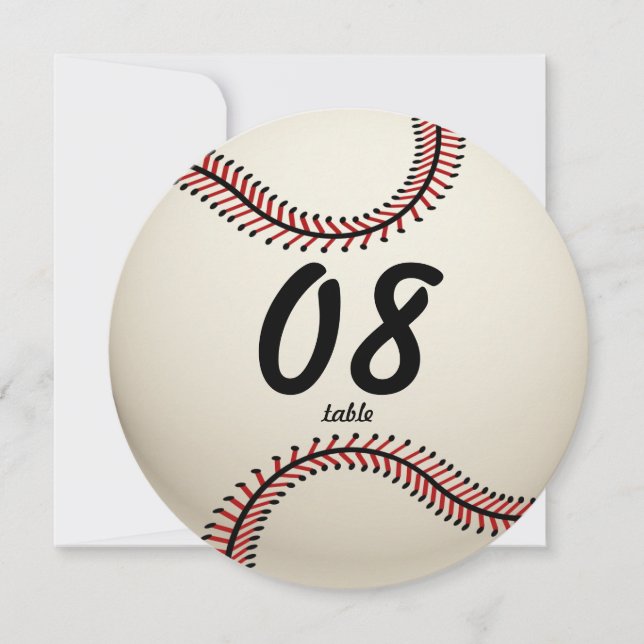 Baseball-Tischnummer Einladung (Vorderseite)