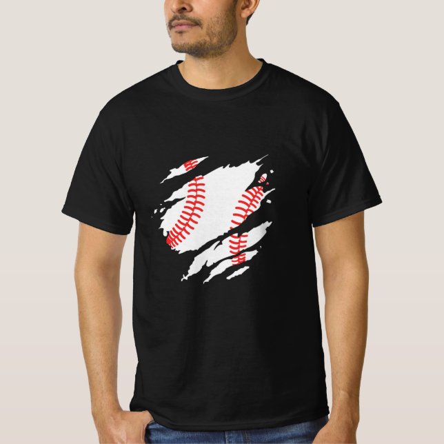 Baseball Torn zerquetscht zerrissen | Cool Basebal T-Shirt (Vorderseite)