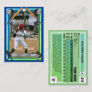 Baseball Trading Card Blue/Grn Frt - Benutzerdefin Telefonnummerkarte