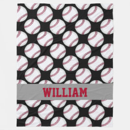 Baseball trägt personalisiertes Schwarz-weißes Rot Fleecedecke