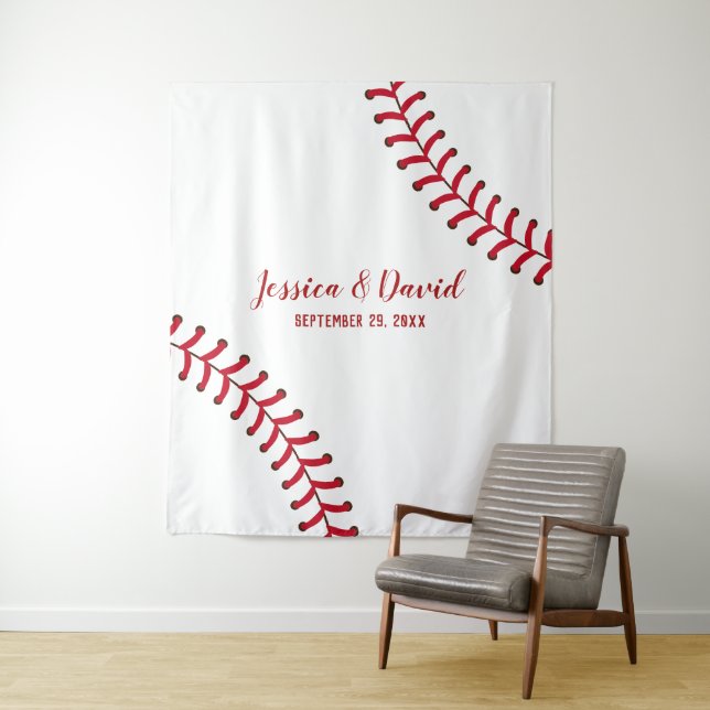 Baseball trägt Thema-Hochzeits-Hintergründe zur Wandteppich (Beispiel)