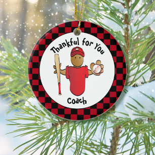 Baseball-Trainer Cartoon Ethnisches Dankeschön-Ges Keramik Ornament