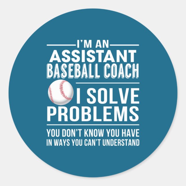 Baseball-Trainer löst Problem Runder Aufkleber (Vorderseite)
