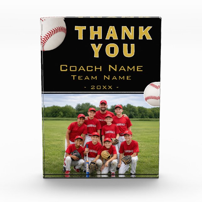 Baseball-Trainer-Teamname-Foto Fotoblock (Vorderseite)