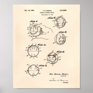 Baseball-Training 1963 Patentkunst - Alte Peper Poster