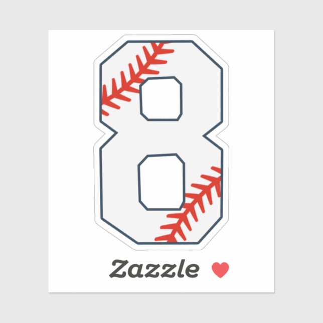 Baseball-Trikot Nummer 8 Aufkleber (Blatt)
