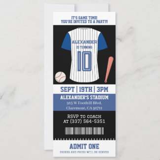 Baseball-Trikot-Ticket Geburtstagsfeier Einladung