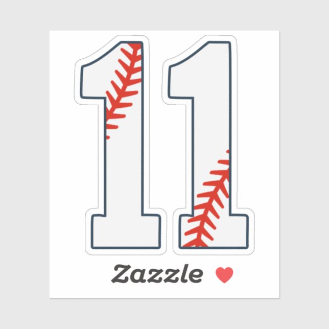 Baseball-Trikotnummer 11 Aufkleber (Blatt)