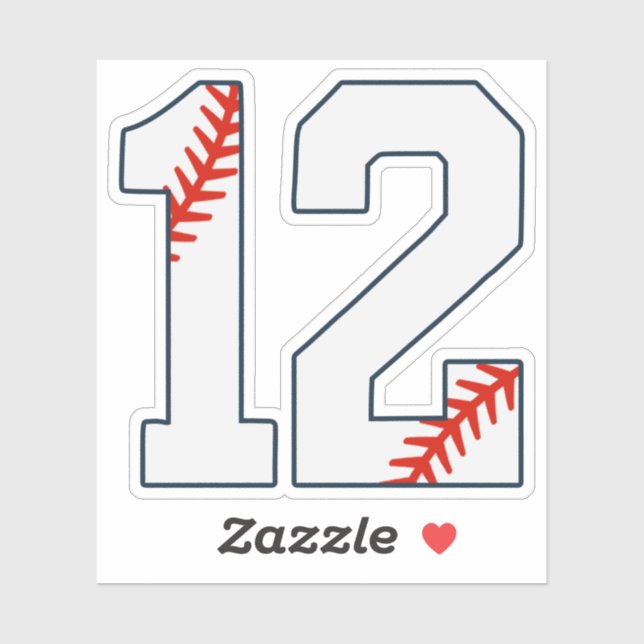 Baseball-Trikotnummer 12 Aufkleber (Blatt)