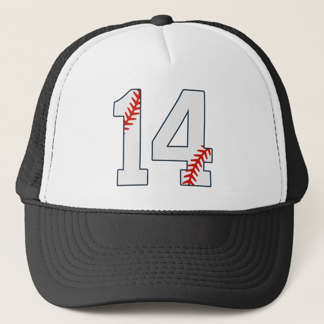 Baseball-Trikotnummer 14 Truckerkappe (Vorderseite)