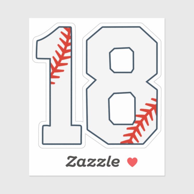 Baseball-Trikotnummer 18 Aufkleber (Blatt)