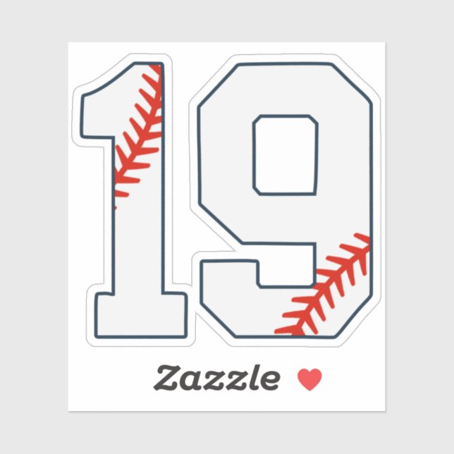 Baseball-Trikotnummer 19 Aufkleber (Blatt)