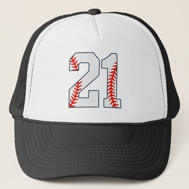Baseball-Trikotnummer 21 Truckerkappe (Vorderseite)