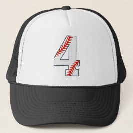 Baseball-Trikotnummer 4 Truckerkappe