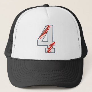 Baseball-Trikotnummer 4 Truckerkappe