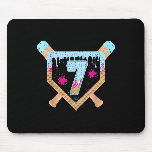 Baseball-Tropf-Eiscreme-Tropfen 7-jährig 7. Geburt Mousepad (Vorne)