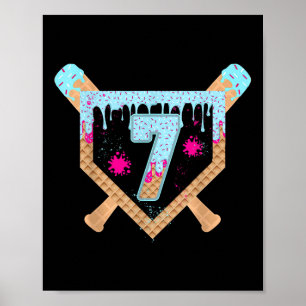 Baseball-Tropf-Eiscreme-Tropfen 7-jähriges 7. Bi Poster
