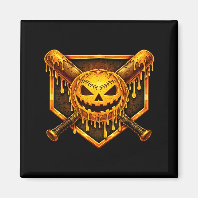 Baseball-Tropf-Pumpkin-gruseliger-Geist-Halloween- Magnet (Vorne)