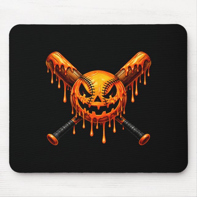 Baseball-Tropf-Pumpkin-gruseliger-Geist-Halloween- Mousepad (Vorne)