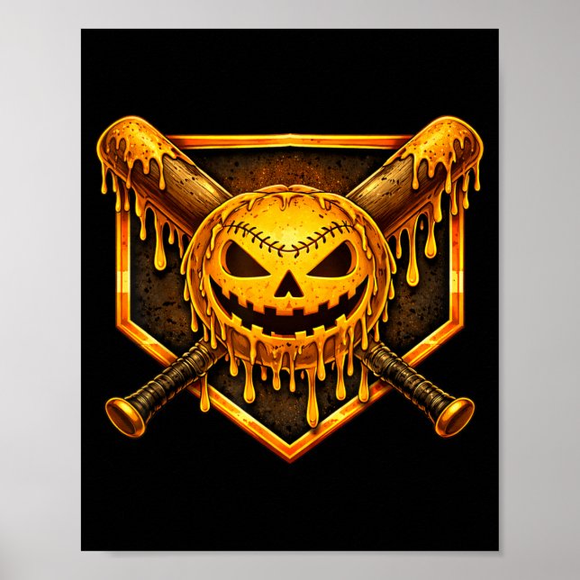 Baseball-Tropf-Pürümchen Gruseliger Geist Hallowee Poster (Vorne)