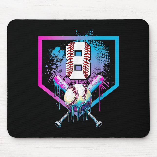 Baseball Tropfen 8. Geburtstag Zuhause Plate Boys  Mousepad (Vorne)