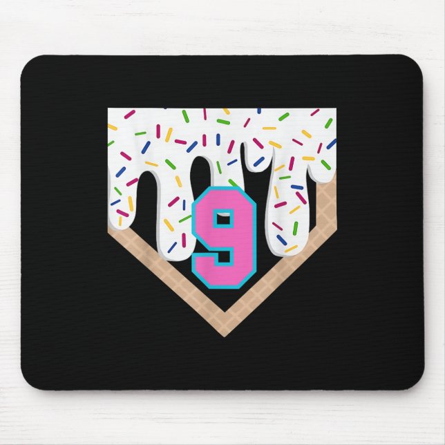 Baseball Tropfen 9. Geburtstag Zuhause Plate Boys  Mousepad (Vorne)