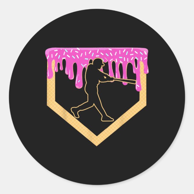 Baseball Tropfen Boy Zuhause Plate Ice Creme Jugen Runder Aufkleber (Vorderseite)
